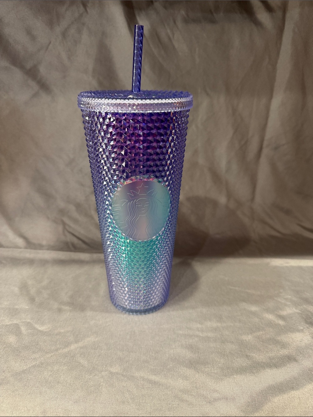 Starbucks Iridescent Purple and Teal Studded Tumbler with Straw